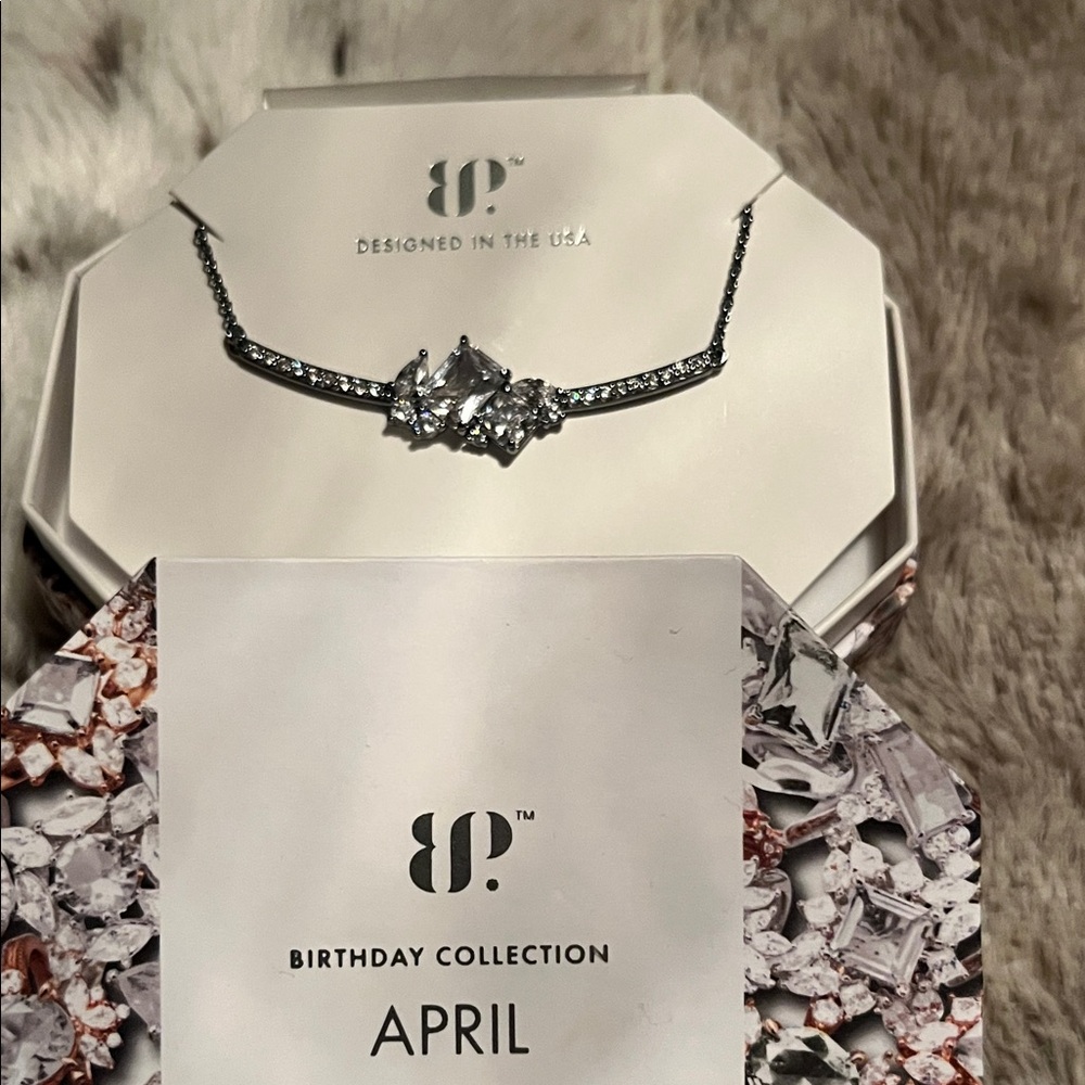 BP Silver Necklace with Crystal Accents